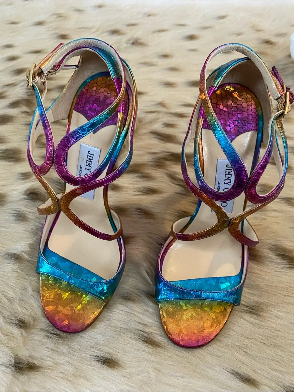 Rare Jimmy Choo Rainbow Panama Stiletto High Heels w Box - Picture 11 of 15